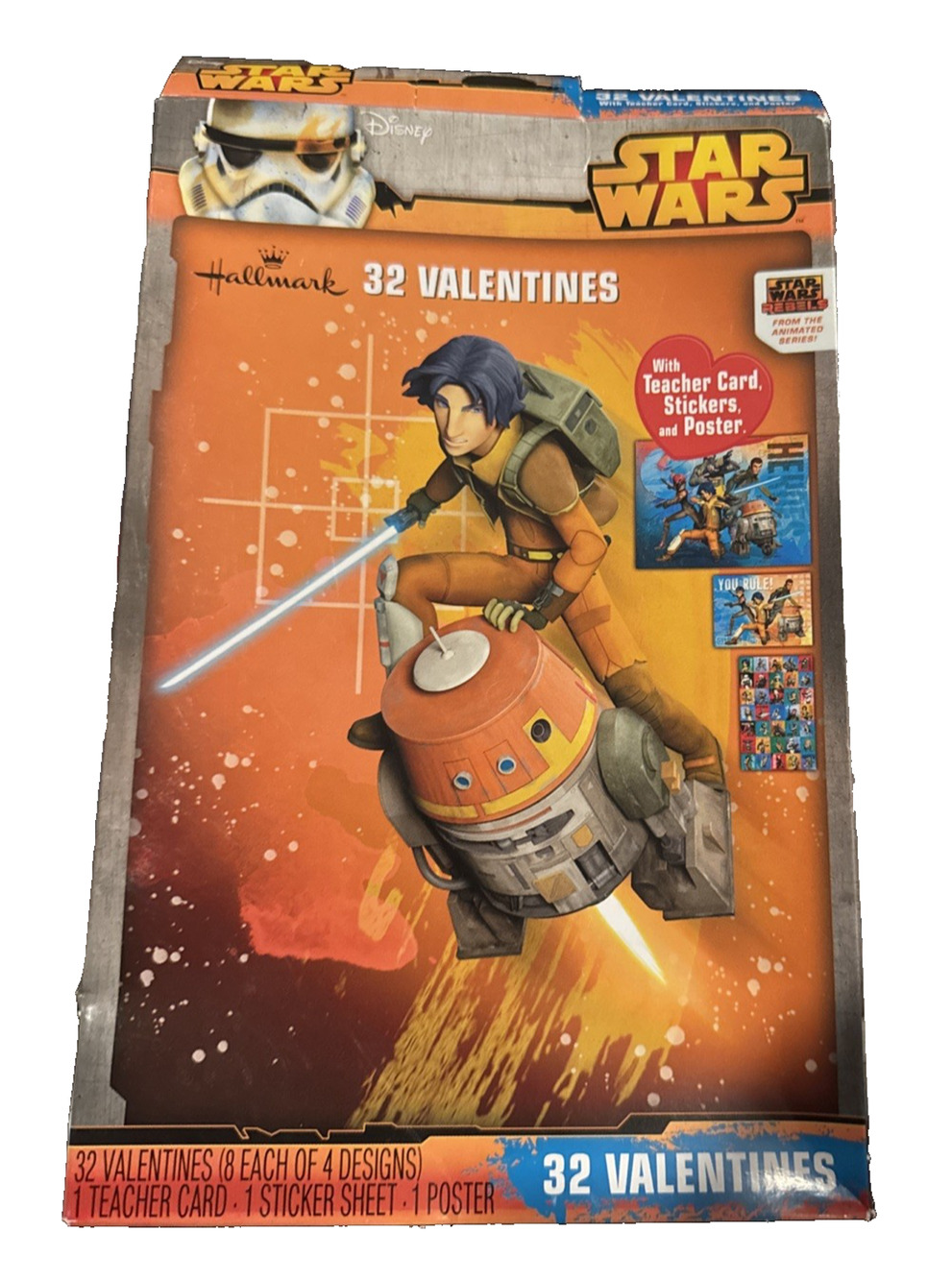 Hallmark Star Wars Rebels Valentines Day Cards (32) & Stickers/Poster NEW